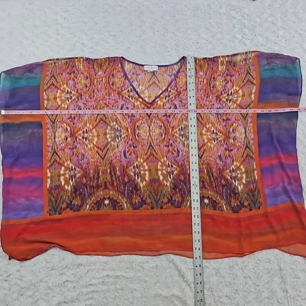 Susan Graver size medium multicolored sheer pullover blouse with cold sh…